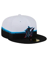 New Era Men's Black/White Miami Marlins Paint Stroke 59FIFTY Fitted Hat