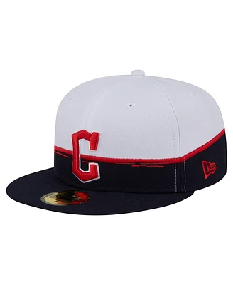 New Era Men's Navy/White Cleveland Guardians Paint Stroke 59FIFTY Fitted Hat