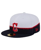 New Era Men's Navy/White Cleveland Guardians Paint Stroke 59FIFTY Fitted Hat
