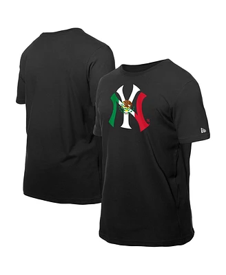 New Era Men's Black York Yankees Mexican Flag Logo T-Shirt