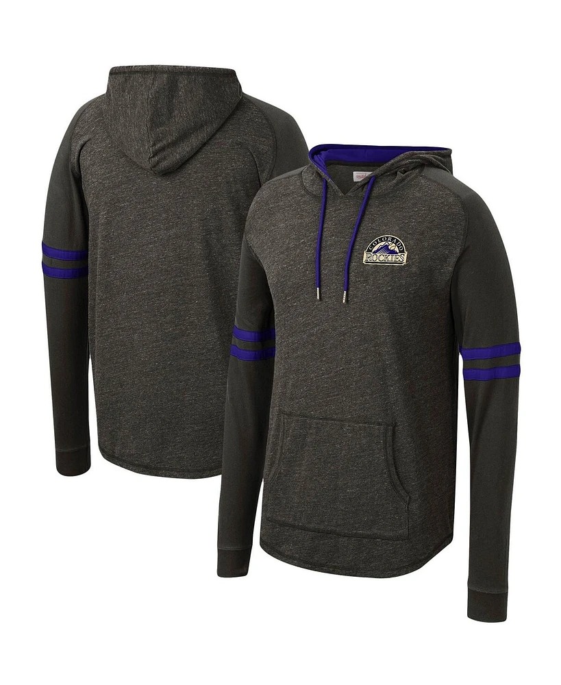 Mitchell & Ness Men's Black Colorado Rockies Logo Lightweight Raglan Pullover Hoodie