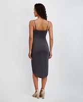 Siena Women's Sleeveless Cowlneck Bodycon Ruched Dress