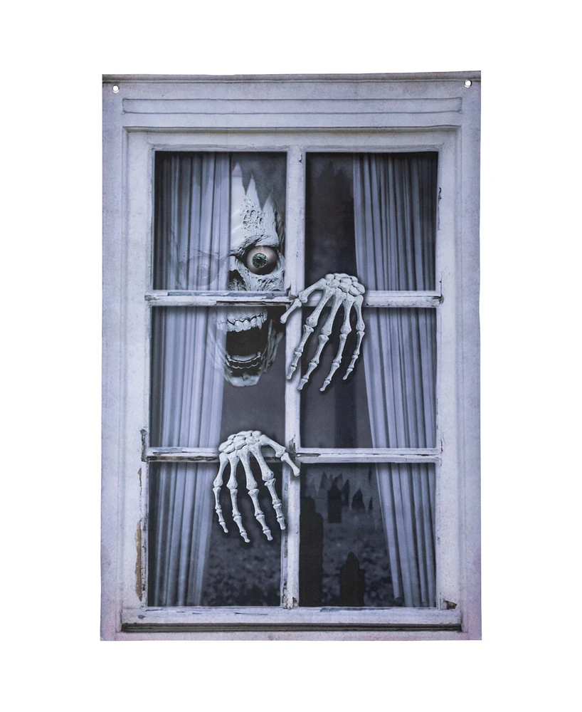 Northlight 46" Scary Skeleton Fake Window Halloween Decoration