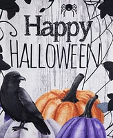 Northlight "Happy Halloween" Pumpkins and Crow Outdoor House Flag, 40" x 28"
