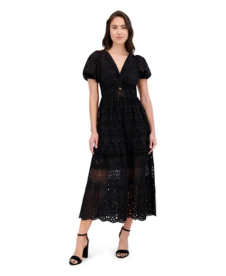 Siena Women's Cotton Embroidered Eyelet Lace Maxi Dress