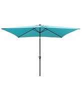 10 x 6.5t Rectangular Patio Solar Led Lighted Outdoor Umbrellas with Crank and Push Button Tilt