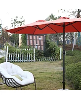 Flynama 14.8 Ft Double Sided Outdoor Umbrella Rectangular Large with Crank ( Orange )