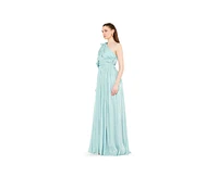 Amri Women's One Shoulder Floral Detail Ruched Gown