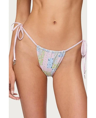 Edikted Women's Patchwork String Bikini Bottom