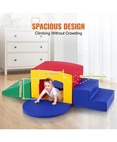 Slickblue Kids 5 Piece Indoor Foam Climbing Toys Set with Tunnel Stairs and Ramp