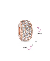 Bling Jewelry Sparkling Dome Crystal Bead Charm Rose Gold Plated Silver European Bracelet