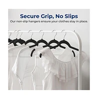 SereneLife 100-Piece Velvet Shirt Hangers - Non-Slip, Sturdy, Space Saving and Heavy Duty Coat Set with 360° Swivel Hook for Clothes (Black