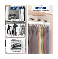 SereneLife 30 Pcs. Premium Wooden Pants Hangers - Heavy Duty Hanger Set with Chrome 360° Swivel Hook (White
