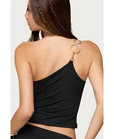 Edikted Womens Ashlyn Ring Chain One Shoulder Top