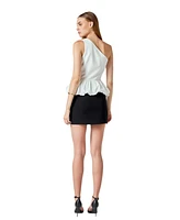 endless rose Women's Cotton Blouson Mixed Media Top