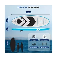 Free-Flow Welded Inflatable Kids Stand-Up Paddle-Board with Single-Action Hand Pump, 3-Shaft Aluminum Paddle (Black)