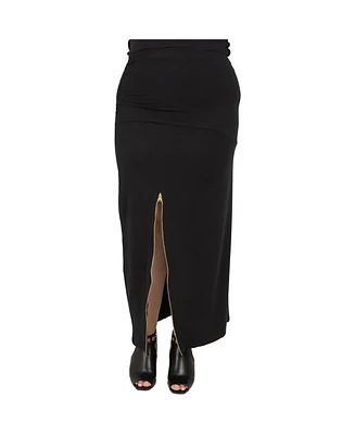 Poetic Justice Plus Zip-Up Slits Maxi Skirt