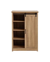 Casainc Farmhouse Modern Bathroom Cabinet 5 Chest of Drawers with Sliding Barn Door