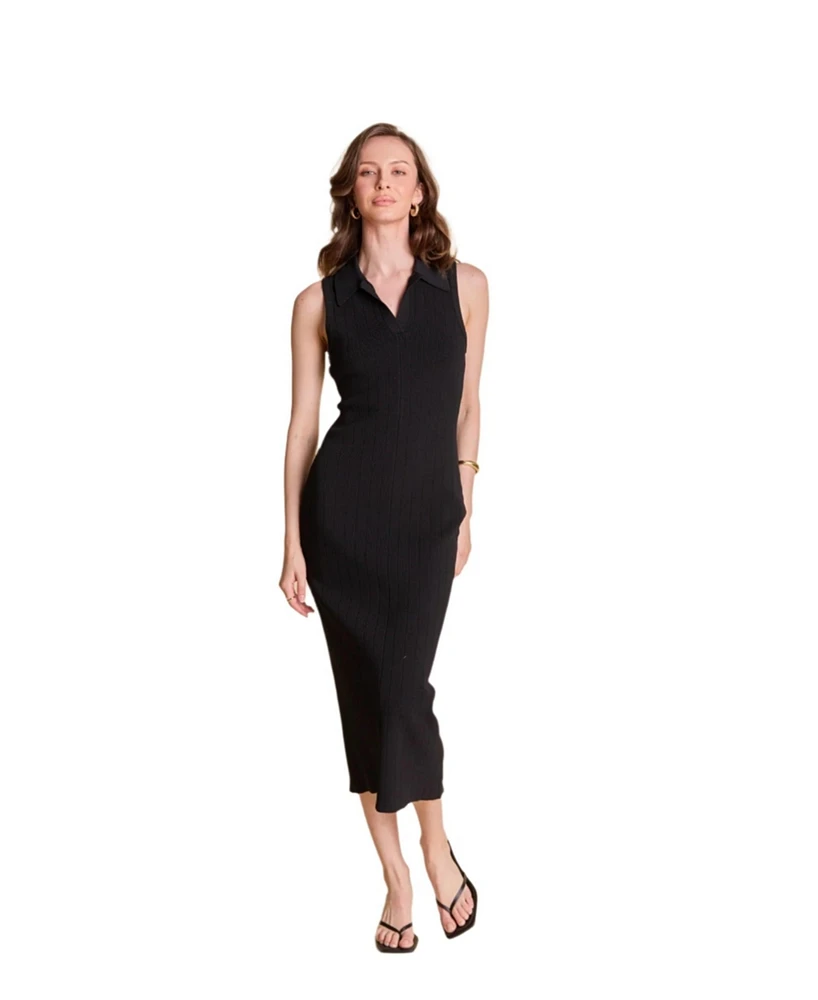 endless rose Women's Collared Sleeveless Maxi Dress