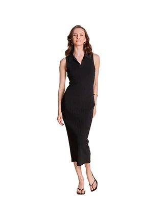 endless rose Women's Collared Sleeveless Maxi Dress