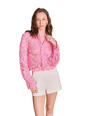 endless rose Women's Textured Sheer Long sleeve Top