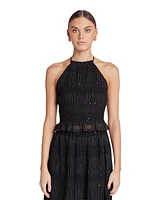 endless rose Women's Chiffon Gathered Sequins Halter Top