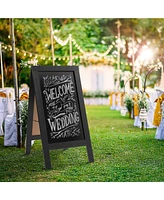 Casafield 40" x 20" A Frame Chalkboard Sign, Rustic Brown Double-Sided Magnetic Wooden Menu Board for Cafes, Sandwich Shops, Sidewalks, and
