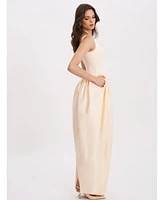 Miss Circle Women's Udana Butter Yellow Drop Waist Tulip Gown