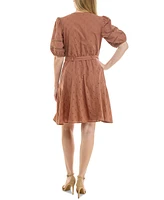 Taylor Women's Cotton Eyelet Puff-Sleeve Fit & Flare Dress