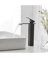 Greenspring Waterfall Single Hole Single Handle Bathroom Vessel Sink Faucet in Matte Black