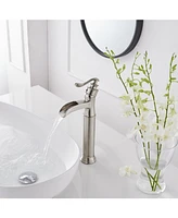 Waterfall Single Hole Handle Bathroom Vessel Sink Faucet With Pop Up Drain Matte Black