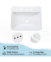 Aquaterior Rectangle Drop In Bathroom Sink w/ 3 Hole Faucet Widespread 2 Handle