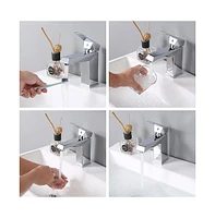 Aquaterior Wall Mount Ceramic Sink with Modern Bathroom Single Handle Faucet Chrome Combo