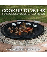 Sunnydaze Decor Outdoor Camping or Backyard Heavy-Duty Steel Round X-Marks Fire Pit Cooking Grilling Grate