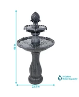 Sunnydaze Decor 46" H Outdoor 2-Tier Pineapple Solar Water Fountain with Battery Backup