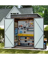 Mondawe 3x5FT Iron-Wood Outdoor Storage Tool Shed with Lockable Door and Windows