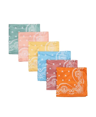 Bioworld Lightweight Satin Paisley Print 22"x22" 6-Pack Bandana Set