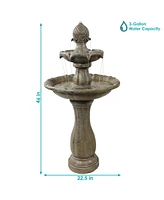 Sunnydaze Decor 46" H Outdoor 2-Tier Pineapple Solar Water Fountain with Battery Backup