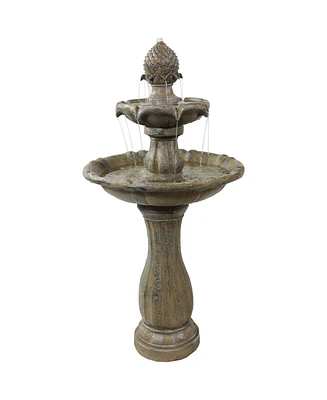 Sunnydaze Decor 46" H Outdoor 2-Tier Pineapple Solar Water Fountain with Battery Backup