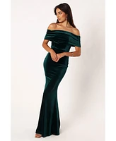 Women's Adair Off Shoulder Maxi Dress - Emerald Green