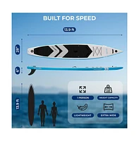 Free-Flow Stand-Up Paddle-Board - Woven Drop-Stitch and Double Layer Side Inflatable Sup with Double-Action Hand Pump (Black)