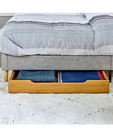 Musehomeinc BD1001T Solid Wood Underbed Storage Trundle Organizer, Queen/King