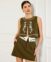 Line & Dot Women's Brea Embroidered Sleeveless Top