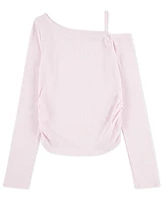 abercrombie kids Girls Asymmetrical Ruched Long Sleeve T-Shirt