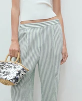 Mango Women's Low-Rise Striped Pants