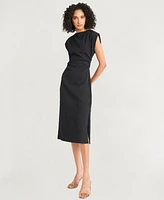 Luxely Women's Textured Ruched Midi Dress