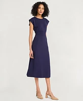 Luxely Women's Short Sleeve Midi Sweater Dress