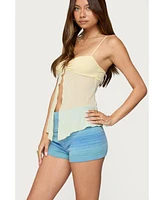 Edikted Women's Reeve Split Front Sheer Mesh Top