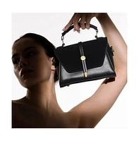 Women's The Aurest Suede-Block Hand Bag - Onyx Black