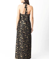 Raas Women's Black and Gold Long Dress with Slit